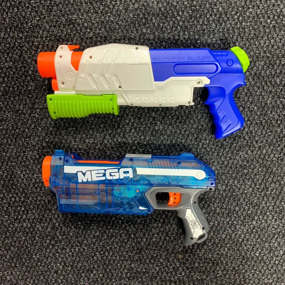Nerf Mega Blue & White Kids Watergun & Foam Blaster Set/Pair/Duo/Bundle